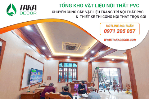 Thiết kế thi công trần nhựa hai cấp đẹp và sang trọng