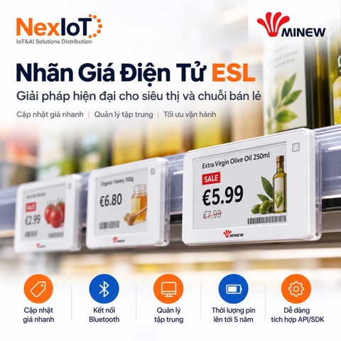 Nhãn Giá Điện Tử ESL Minew Cho Siêu Thị, Bán Lẻ