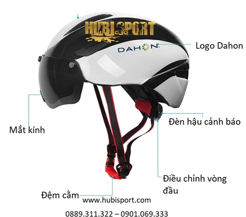 Mũ bảo hiểm tích hợp kính và đèn hậu Dahon chính hãng DH1026