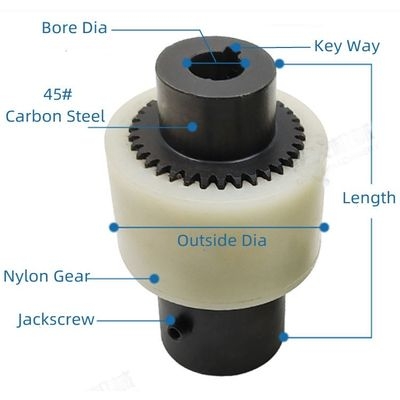 Khớp nối răng bánh răng bên trong bọc nylon Khớp nối mềm bằng thép không gỉ công nghiệp
