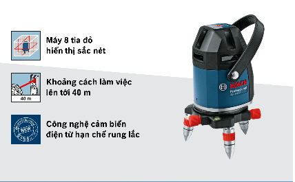 Máy cân mực laser tia đỏ Bosch GLL 8-40 E (kèm phụ kiện)