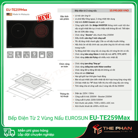 Bếp Điện Từ Eurosun EU-TE259Max