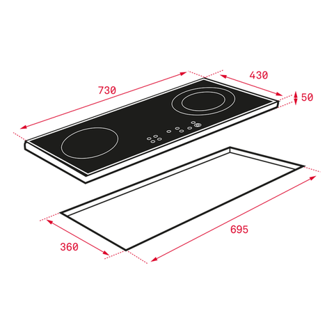 Bếp Điện Từ TEKA - IZ7200HL 10210201 - 1 từ + 1 hồng ngoại, Cảm ứng, Mặt kính Ceramic EuroKera