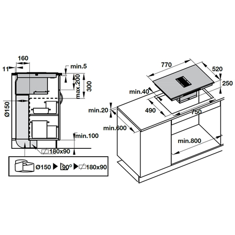 Bếp Từ Kết Hợp Hút Mùi Hafele IHH77A 539.66.822 - 4 Vùng nấu