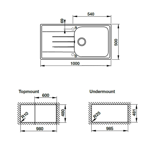 Chậu Đá Hafele HS19-GED1R60 570.36.350 (Màu Đen) | 570.36.450 (Màu Kem) | 570.36.550 (Màu Xám)