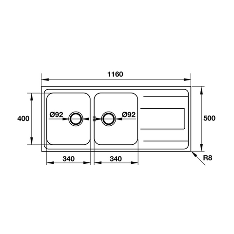 Chậu Rửa Chén Inox Hafele - HELIAN 2B 1D 565.86.361