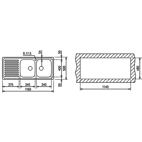 Chậu Rửa Chén TEKA - CLASSIC 1160.5002B1D 10119023 - Thép không gỉ AISI 304, Kèm phụ kiện