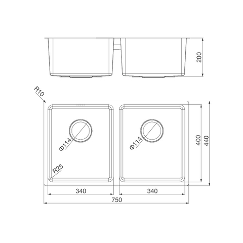 Chậu Rửa Chén Inox Malloca MS 6075 - Thép không gỉ 304