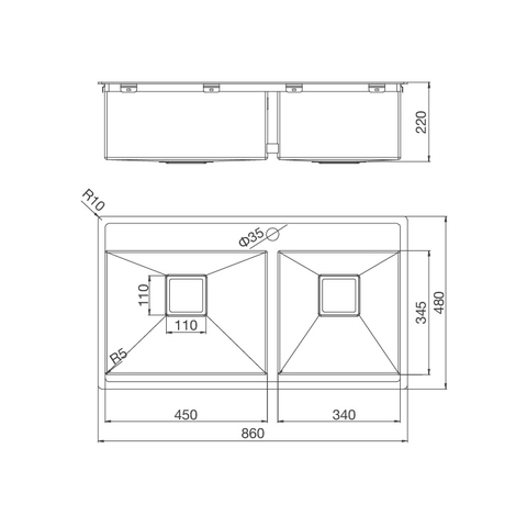 Chậu Rửa Chén Inox Malloca MS 6304T - Thép không gỉ 304