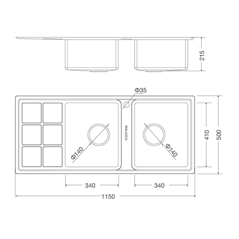 Chậu Rửa Chén Inox Malloca MS 8815R, MS 8815L - Thép không gỉ 304