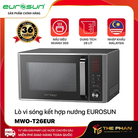 Lò Vi Sóng Kết Hợp Lò Nướng Để Bàn Eurosun MWO-T26EUR - 2 Trong 1, 28L