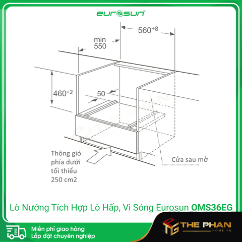 Lò Nướng Tích Hợp Lò Hấp, Lò Vi Sóng Eurosun OMS36EG - 17 chức năng tích hợp, 36L