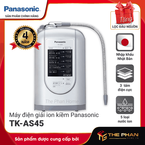 Máy Lọc Nước Điện Giải Ion Kiềm PANASONIC TK-AS45 - 3 tấm điện cực tạo ra 5 loại nước ion