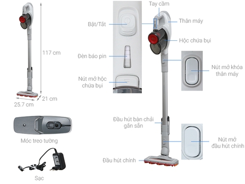 Máy Hút Bụi Không Dây Dạng Cán Philips FC6723 - Đầu hút xoay 180° [SpeedPro]