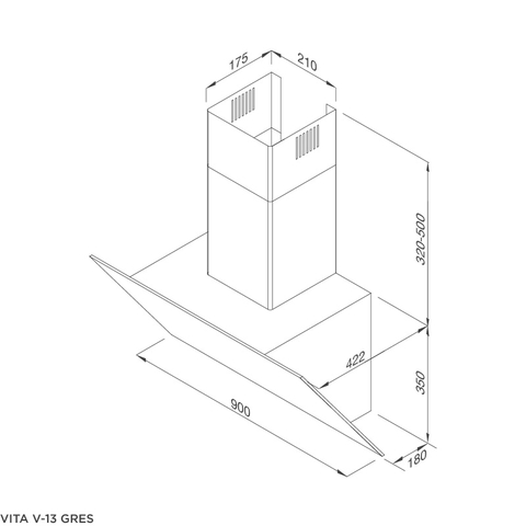 Máy Hút Khói Khử Mùi - Áp Tường Dạng Nghiêng Malloca VITA V-15 GRES, V-13 GRES - 700m³/h