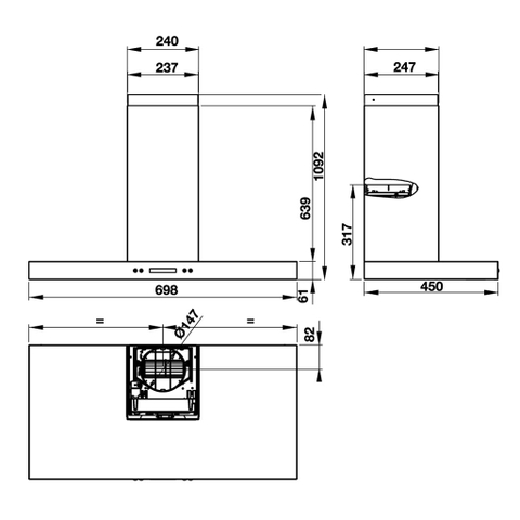 Máy Hút Mùi Gắn Tường Hafele HH-WI70B 539.81.168