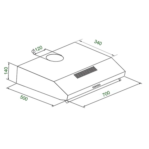 Máy Hút Mùi Cổ Điển KAFF KF-700W - 70CM, 700m³/h, 3 mức công suất, Lọc bằng than hoạt tính