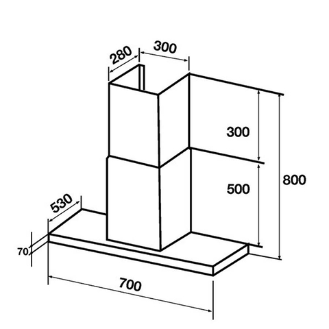 Máy Hút Mùi Kính Toa KAFF KF-FL70RH - 1000m³/h, 3 mức công suất, Inox không gỉ, Cảm ứng tự động