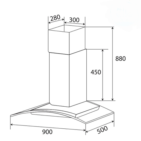 Máy Hút Mùi KAFF KF-IS90GH - 90CM, 1200m³/h, 3 mức công suất, Kính cong treo độc lập