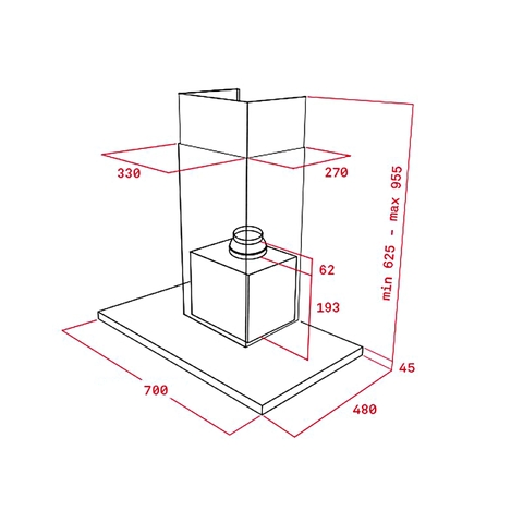 Máy Hút Mùi Áp Tường TEKA - DSJ950/750 40484832 | 40484831 - 430m³/h, Nút nhấn, 3 mức công suất