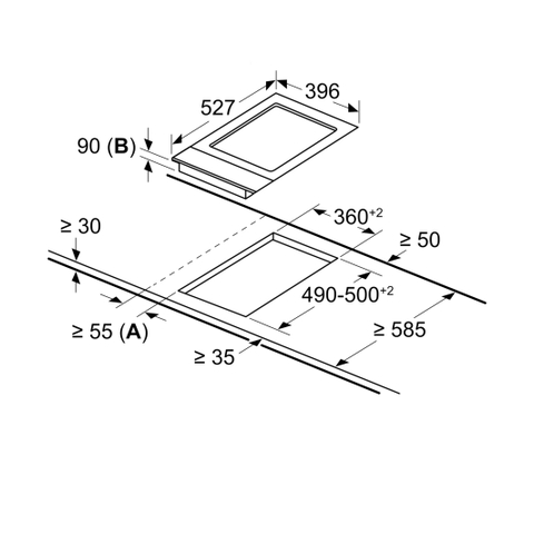 Teppan Yaki Domino BOSCH PKY475FB1E - 40cm, 2 vùng nấu, Thép không gỉ, Cảm ứng 9 mức gia nhiệt