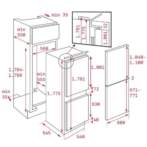 Tủ Lạnh Lắp Âm TEKA - CI3350NF 40634571 - TOTAL, 275 Lít, Không đóng tuyết, Làm lạnh nhanh