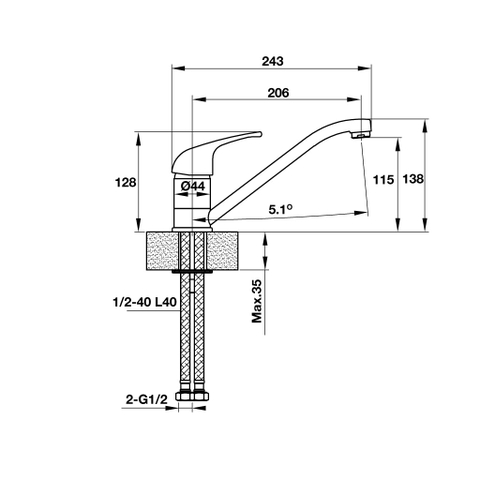 Vòi Bếp Hafele HT19-CH1F135 570.50.270 - Hafele Tap