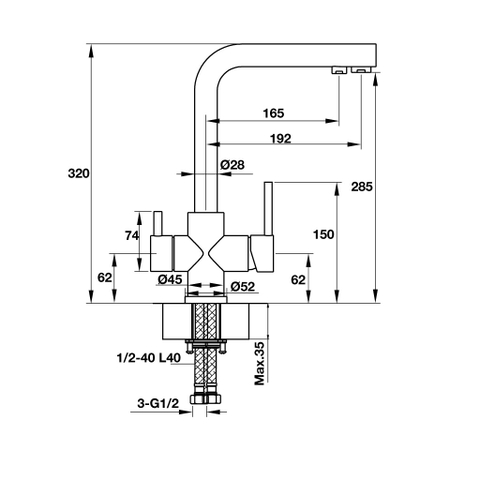 Vòi Bếp Hafele HT19-CH2F285 570.51.050 - Hafele Tap