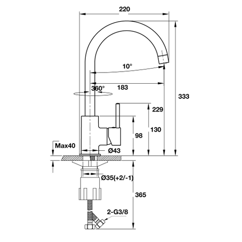 Vòi Bếp Hafele HT19-CH1F220 570.51.290 - Hafele Tap