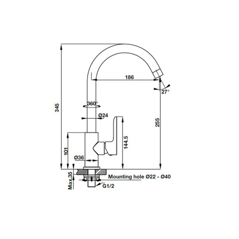 Vòi Bếp Hafele HT19-CC1F255 570.52.281 - Hafele Tap