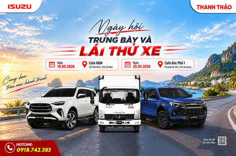 Trưng bày & lái thử xe Isuzu tại Thới Bình và Hà Tiên ngày 19–20/09/2026