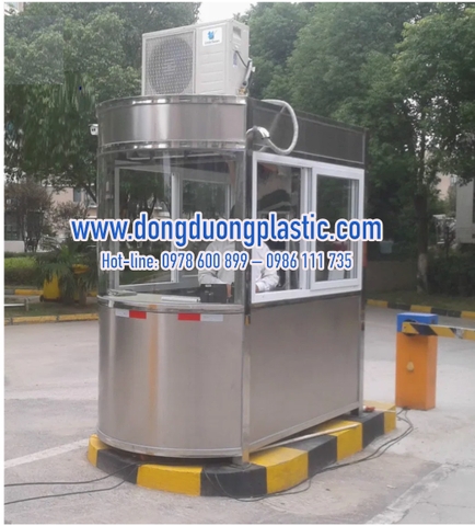 Cabin bốt gác inox kính cong 1 đầu kiểm soát vé toà nhà BDI-08