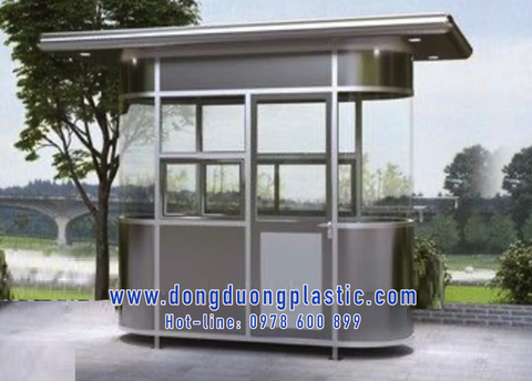 Cabin bảo vệ inox kính cong có mái che rộng BDI-28