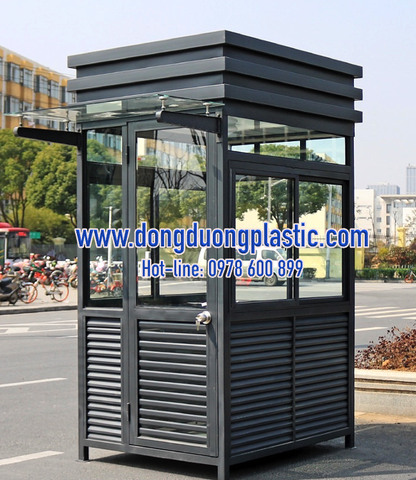 Cabin nhà bảo vệ inox mái 3 tầng sơn màu ghi xingfa BDI-32