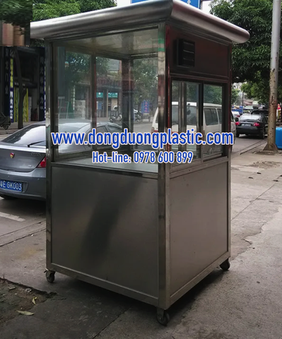 Cabin bốt gác bảo vệ inox 304 có bánh xe BDI-10 (Mái bo tròn)