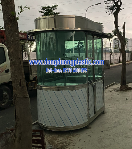 Cabin bảo vệ Inox kính cong cao cấp 2 đầu BDI-1225MH có mái che