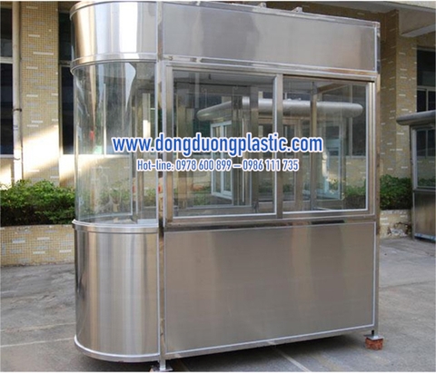 Cabin bốt gác inox kính cong 1 đầu kiểm soát vé toà nhà BDI-08