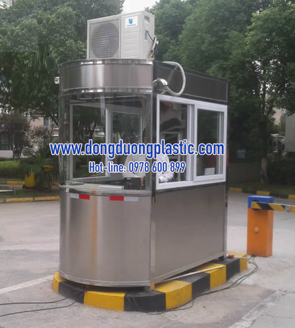 Cabin bốt gác inox kính cong 1 đầu kiểm soát vé toà nhà BDI-08