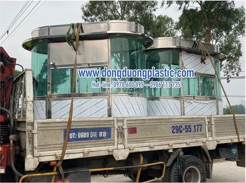 Cabin bảo vệ Inox kính cong cao cấp 2 đầu BDI-1225MH có mái che