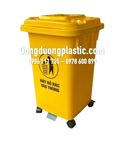 Thùng Rác 60 Lít Đạp Chân Bánh Xe