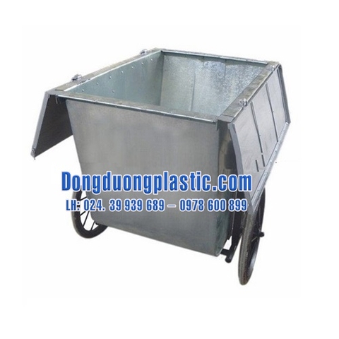 Xe Gom Rác 500 Lít Tôn Mạ Kẽm Có Nắp Đậy