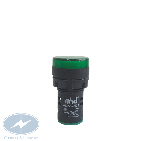 Đèn báo pha gắn tủ điện AD22-22DS  Ø22mm màu xanh lá