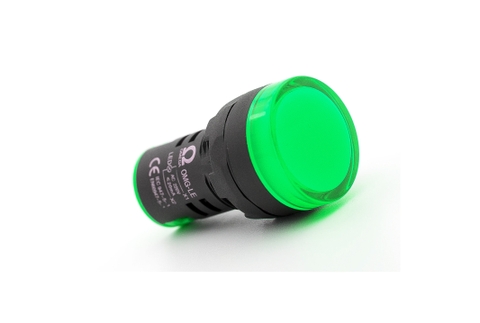 Đèn báo Omega loại phẳng Ø 22mm, màu xanh lá