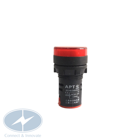 Đèn báo pha gắn tủ điện AD16-22DS Ø22mm, màu đỏ