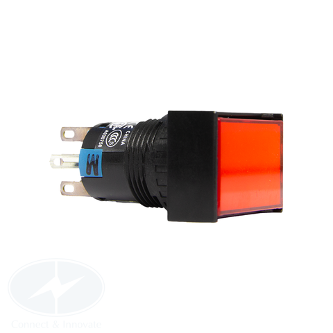 Nút nhấn Idec có đèn, hình chữ nhật, 24V DC, AL6H Ø 16mm, màu đỏ