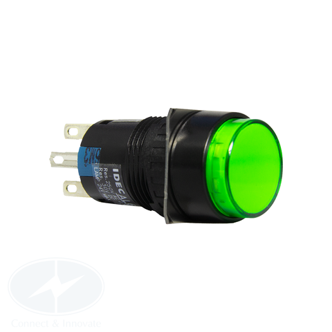 Nút nhấn Idec có đèn, loại tròn, 24V DC, AL6M Ø 16mm, màu xanh lá