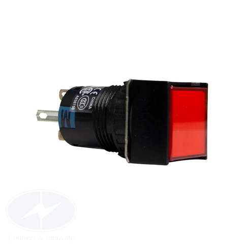 Nút nhấn Idec, có đèn, loại vuông 24V DC, AL6Q Ø16mm, màu đỏ