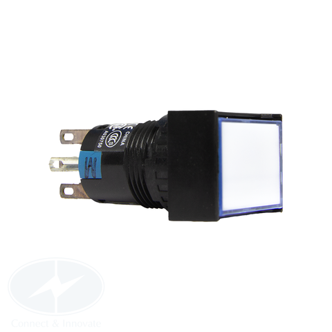 Nút nhấn Idec có đèn, hình chữ nhật, 24V DC, AL6H Ø 16mm, màu trắng