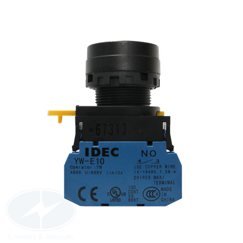Nút nhấn Idec không đèn YW1B-A1E01B Ø22mm màu đen 1NC