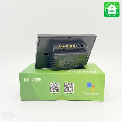 Công Tắc Wifi Hunonic HN02SD 2 nút màu đen